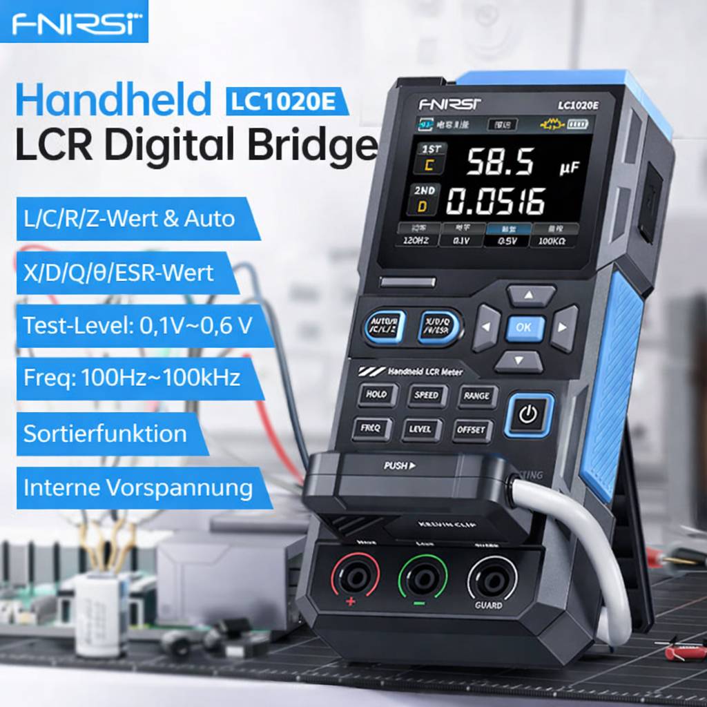 FNIRSI LC1020E Hochpräziser Handheld Digitaler Brücken LCR ESR Tester
