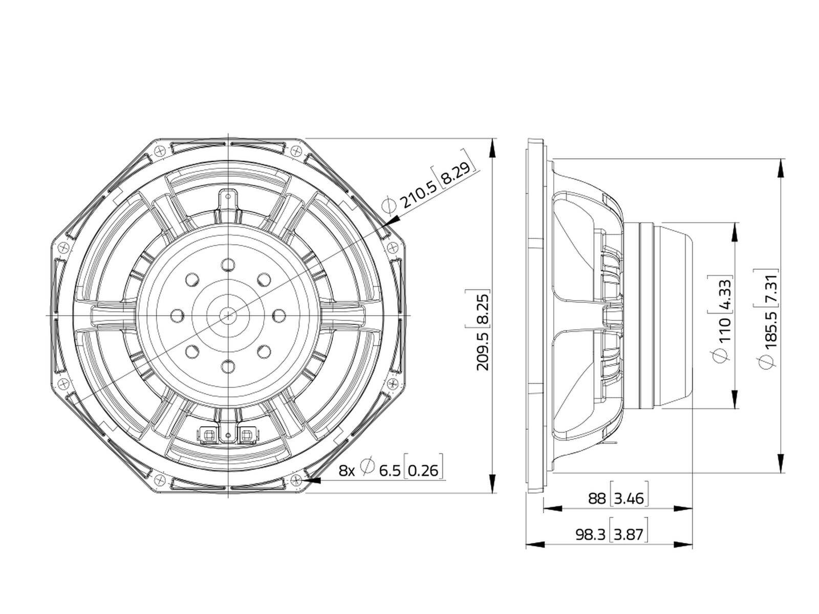 LAVOCE WAN082.02 8 Zoll Woofer, Neodym, Alukorb