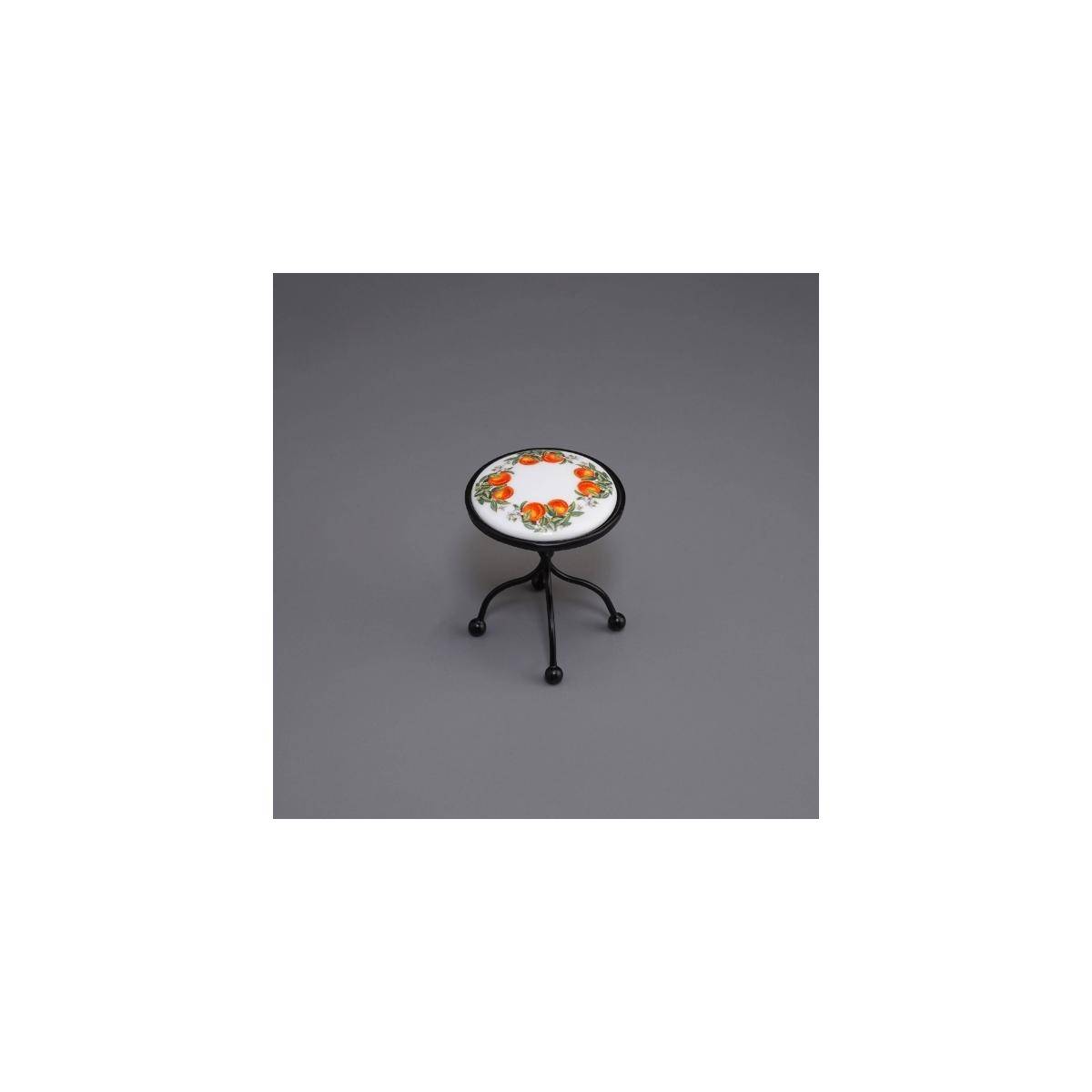 Metalltisch mit Porzellanplatte - Dekor Orange