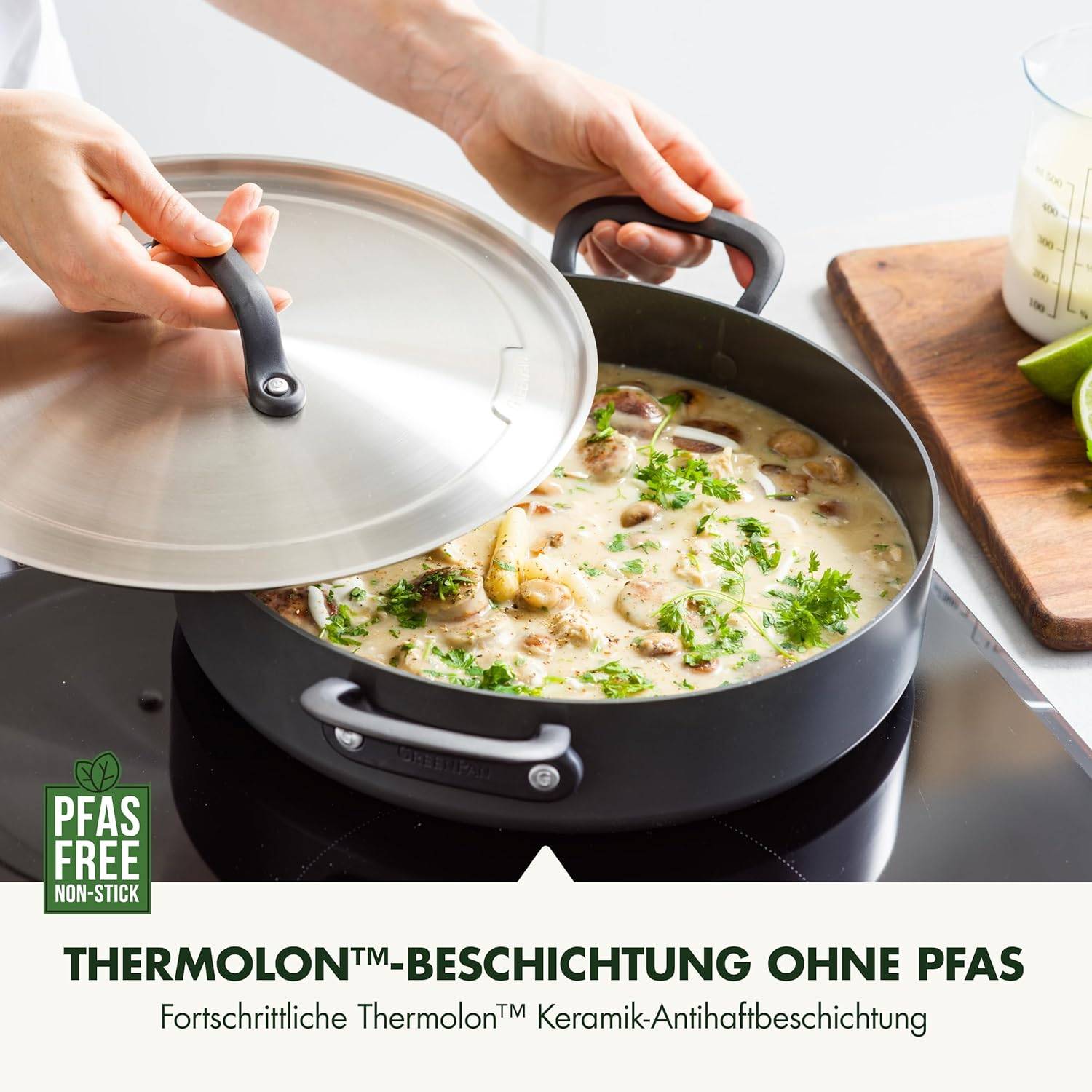 GreenPan Craft Antihaft-Schmorpfanne 30 cm/4,9 Liter m. Deckel schwarz Induktion