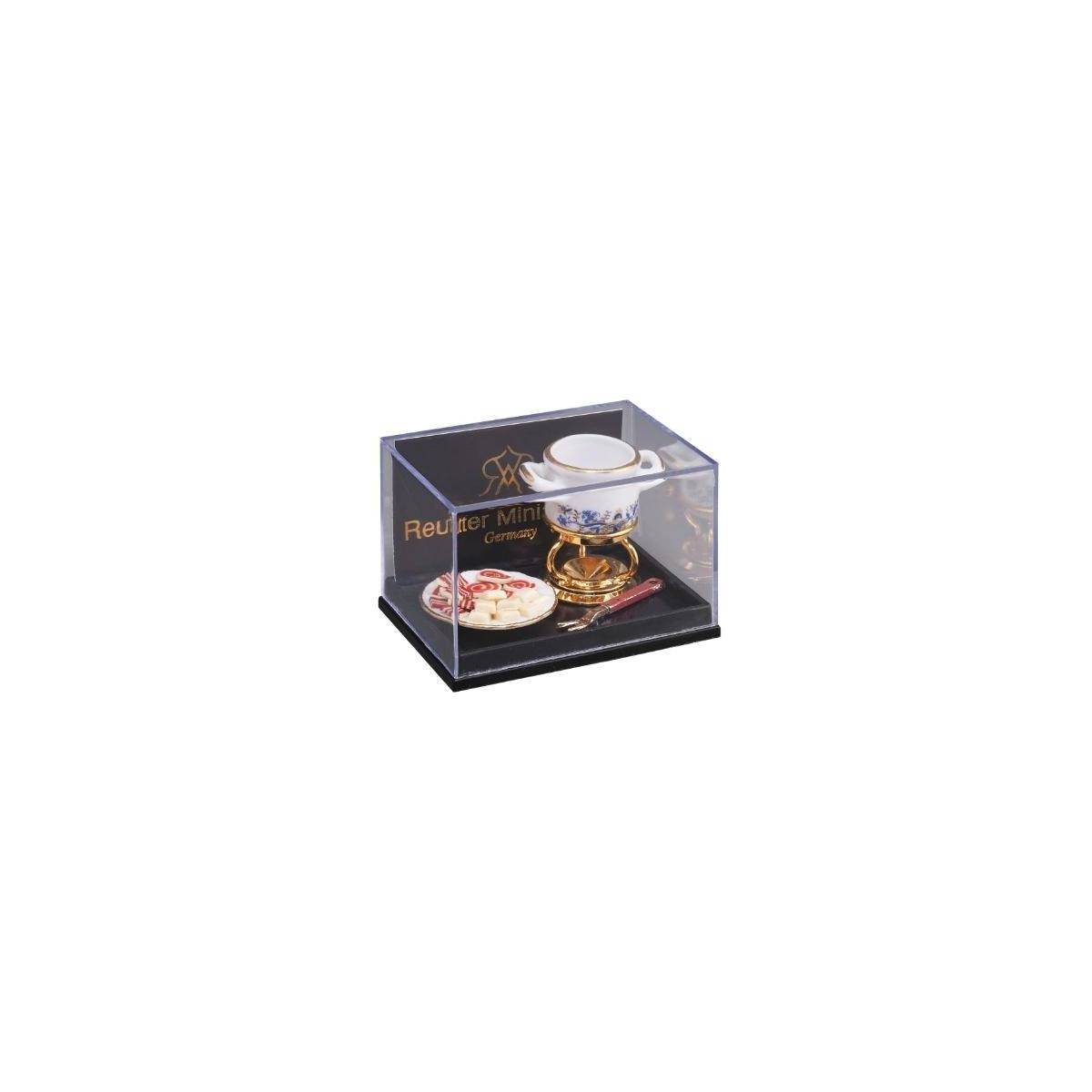 Fleischfondue Topf mit Fleischplatte – Dekor Goldzwiebel (Miniatur)