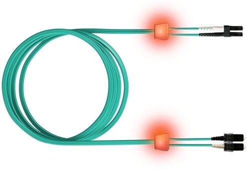 EasyLan LWL Duplex LED-Patchkabel OM3, 50/125 µm, LC/SC, aqua, 10,0 m