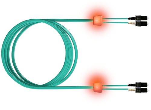 EasyLan LWL Duplex LED-Patchkabel OM3, 50/125 µm, SC/SC, aqua, 10,0 m