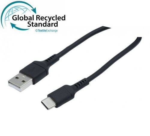 Exertis Connect USB 2.0 Kabel, bis 60 Watt, USB St. A / USB St. C, GRS, schwarz, 2,0 m