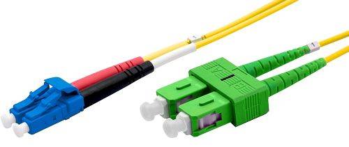 Ekivalan LWL Duplex Patchkabel OS2, 9/125 µm, LC/SC APC, gelb, 0,5 m