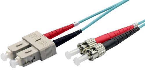 Ekivalan LWL Duplex Patchkabel OM3, 50/125 µm, SC/ST, aqua, 1,0 m