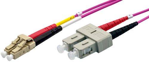 Ekivalan LWL Duplex Patchkabel OM4, 50/125 µm, LC/SC, erikaviolett, 15,0 m