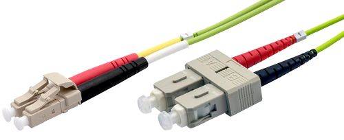 Ekivalan LWL Duplex Patchkabel OM5, 50/125 µm, LC/SC, limettengrün, 50,0 m