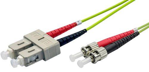 Ekivalan LWL Duplex Patchkabel OM5, 50/125 µm, SC/ST, limettengrün, 15,0 m