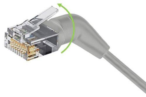 Exertis Connect Patchkabel Cat.6A, 360° winkelbar, U/FTP, grau, 0,5 m