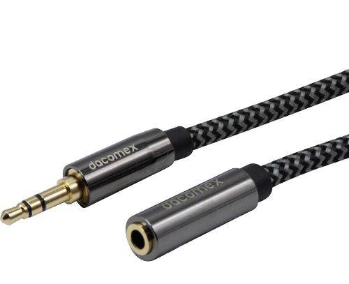 Dacomex Audio-Verlängerungskabel, 3,5 mm Stereo Klinkenst. / Bu, 3,0 m, schwarz/grau