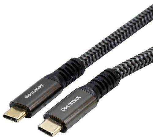 Dacomex USB 3.2 Gen. 2 Kabel, bis 100 Watt, USB St. C / USB St. C, 0,5 m, schwarz/grau