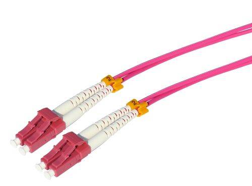 Tecline LWL Patchkabel HD, 50/125 µm, Multimode, OM4-Faser, LC Duplex Stecker/Stecker, erikaviolett,