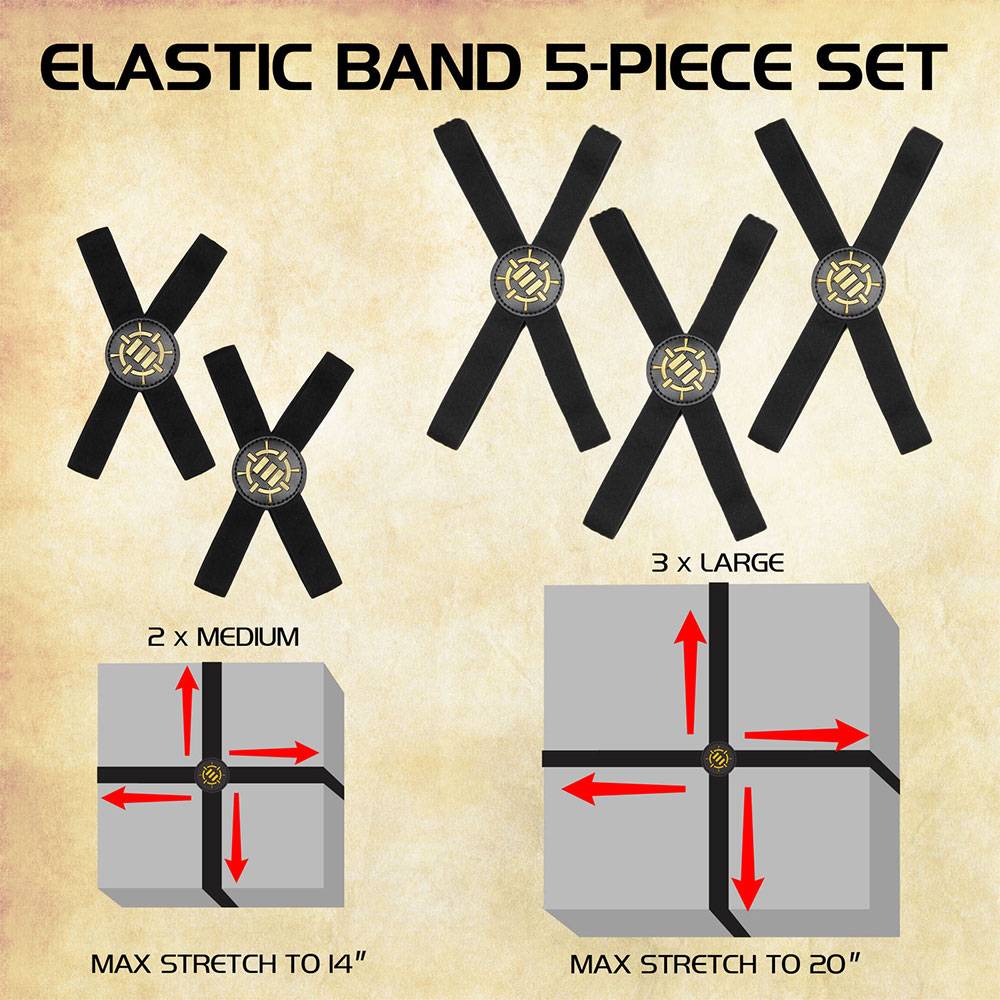 Enhance Board Game Elastic Box Bands 5-teiliges Set - Black