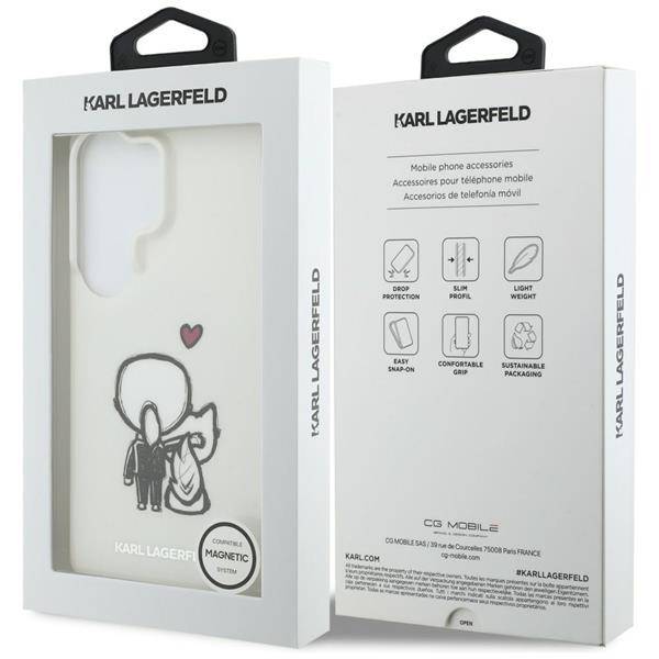 Hülle Karl Lagerfeld Galaxy S26 Ultra weiß MagSafe Katze Logo Seiten transparent