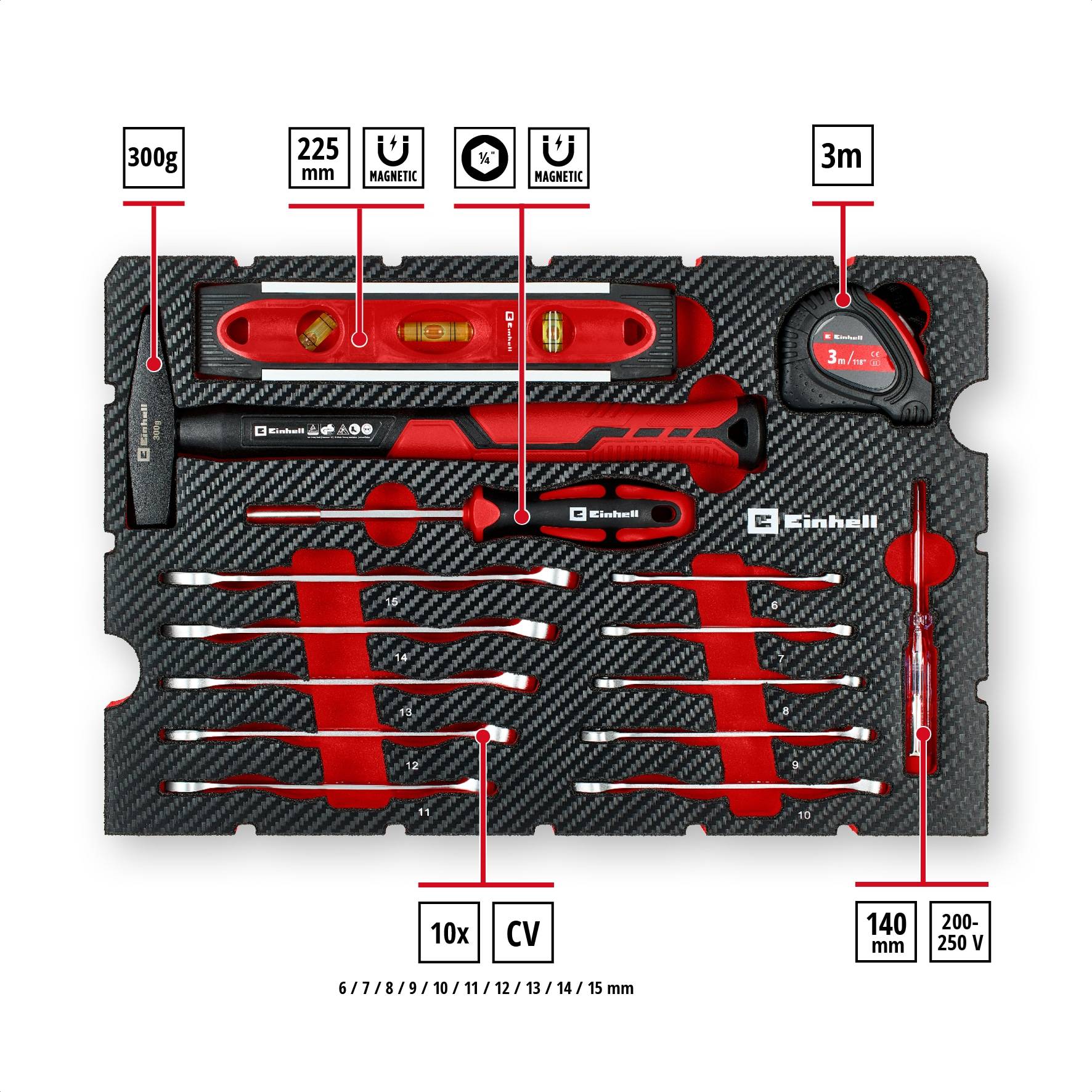 EINHELL Werkzeugkoffer Umzug, 370511, E-Case, 79-teilig