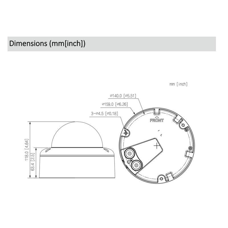 Dahua IPC-HDBW5859E1P-ZE-IL-2712 IP-Kamera 4K T/N, 4K Ultra HDDome Kamera | Blickwinkel:113° - 47° (Objektiv-Brennweite