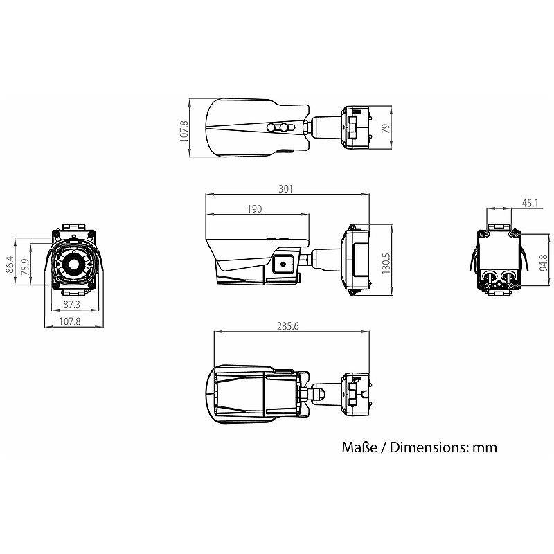 Eneo MCB-72M2713M0B HD Kamera 1080p T/N IR IP67, 1080pBullet Kamera | Blickwinkel:101° - 32° (Objektiv-Brennweite 2,7 -