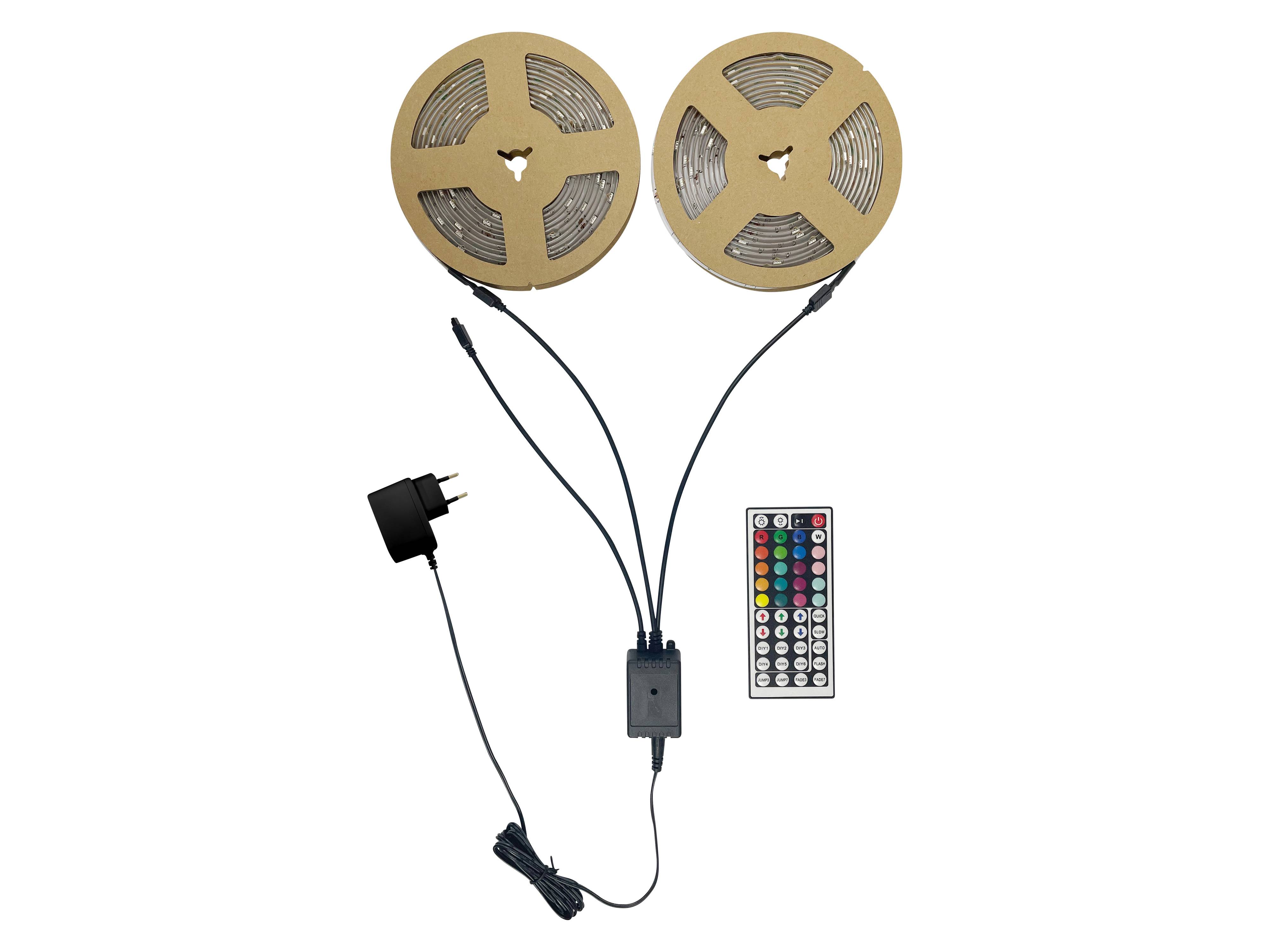 BLULAXA LED-Strip 50955, 2x 5m, 12 W, IP20, RGB, Fernbedienung