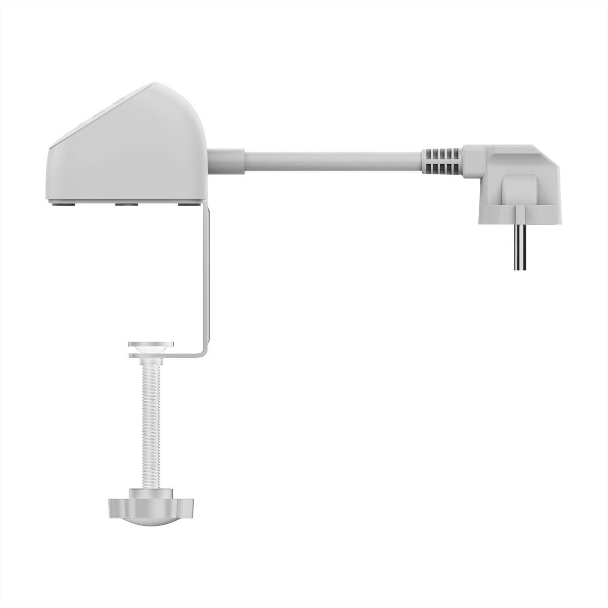 VALUE Tisch-Steckdosenleiste, 3fach mit Tisch-Klemme, inkl. USB-Charger (2x USB-A, 1x USB-C), 1,5 m