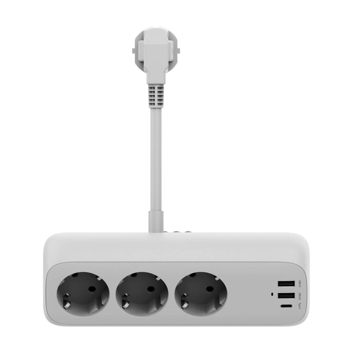 VALUE Tisch-Steckdosenleiste, 3fach mit Tisch-Klemme, inkl. USB-Charger (2x USB-A, 1x USB-C), 1,5 m