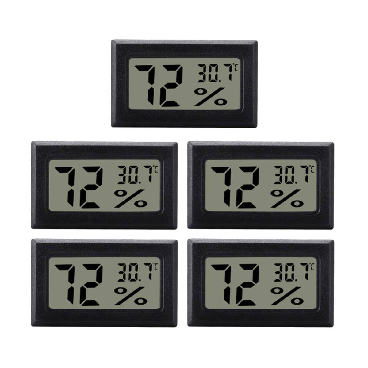 Mini-Digital-Hygrometer / Thermometer 5er-Pack Black