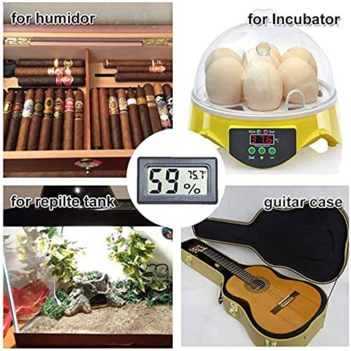 Mini-Digital-Hygrometer / Thermometer 5er-Pack Black