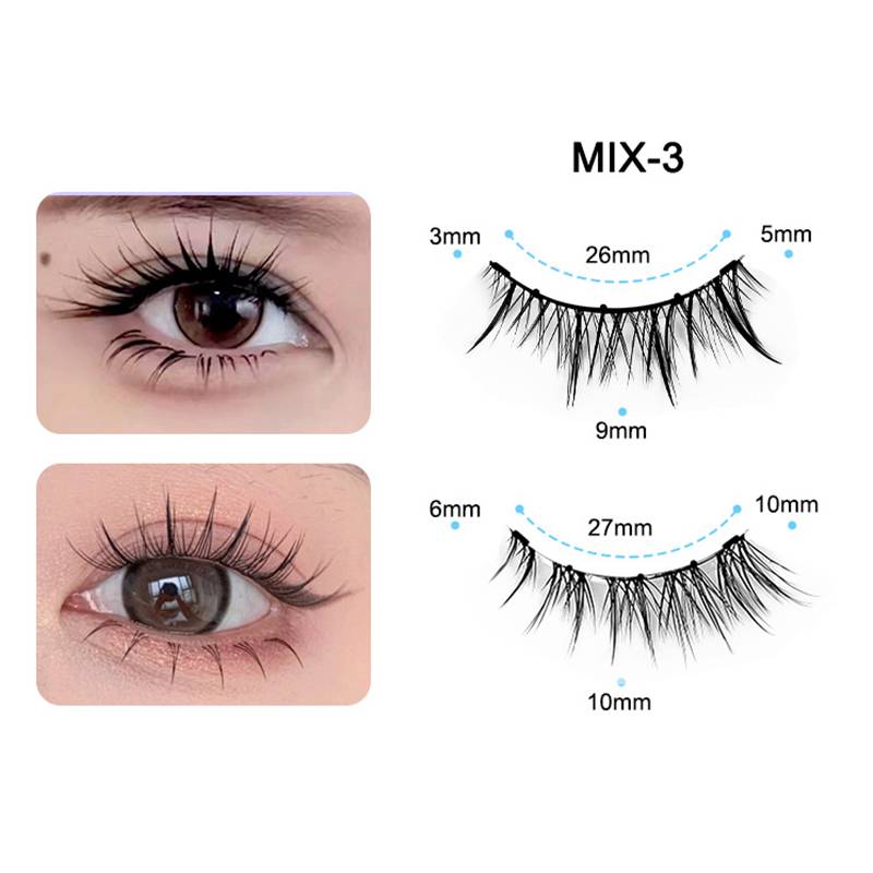 Magnetische wiederverwendbare falsche Wimpern mit Applikator, 2 Paar Modell 3