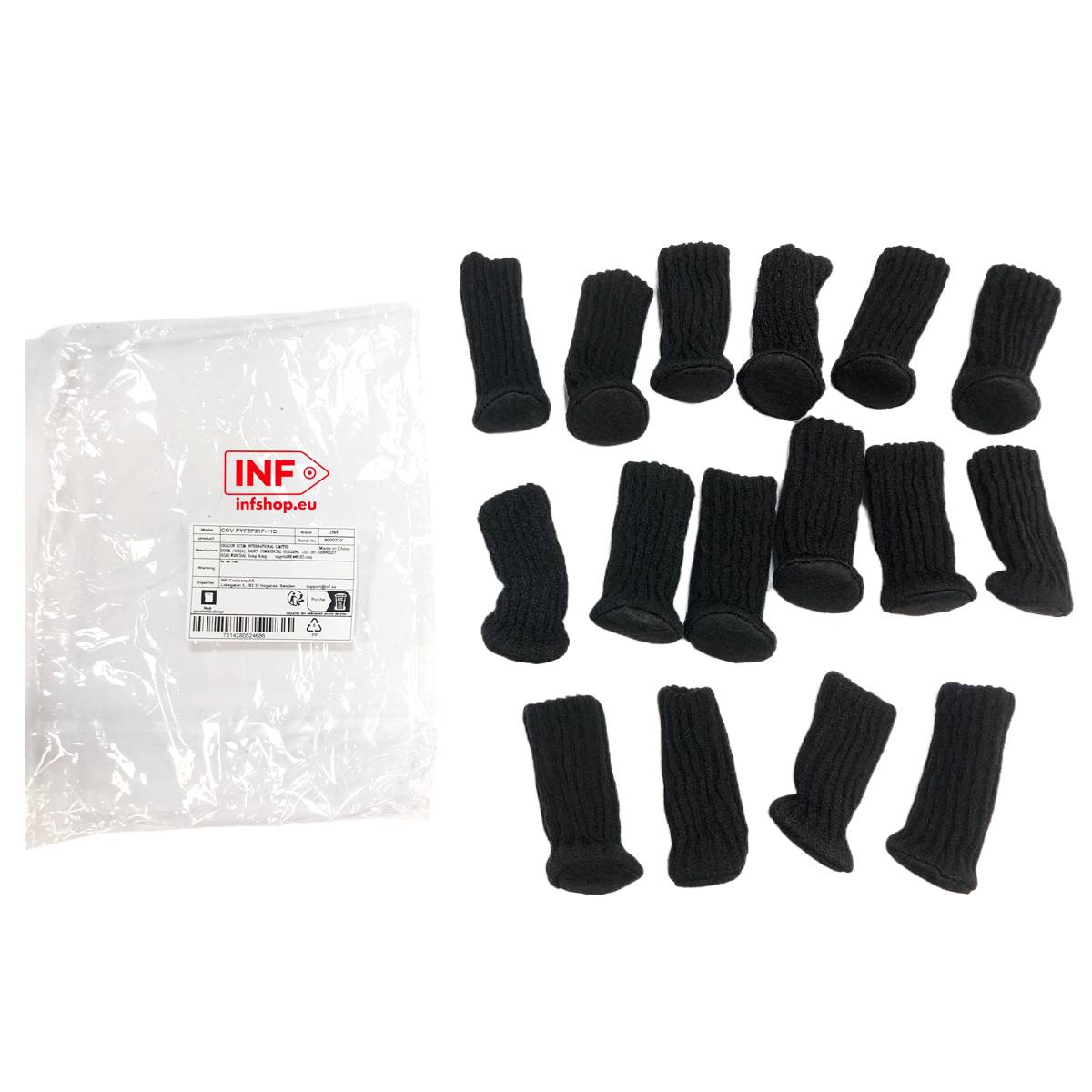 Gestrickte Stuhlsocken / Möbelfüße, 16er-Pack Black