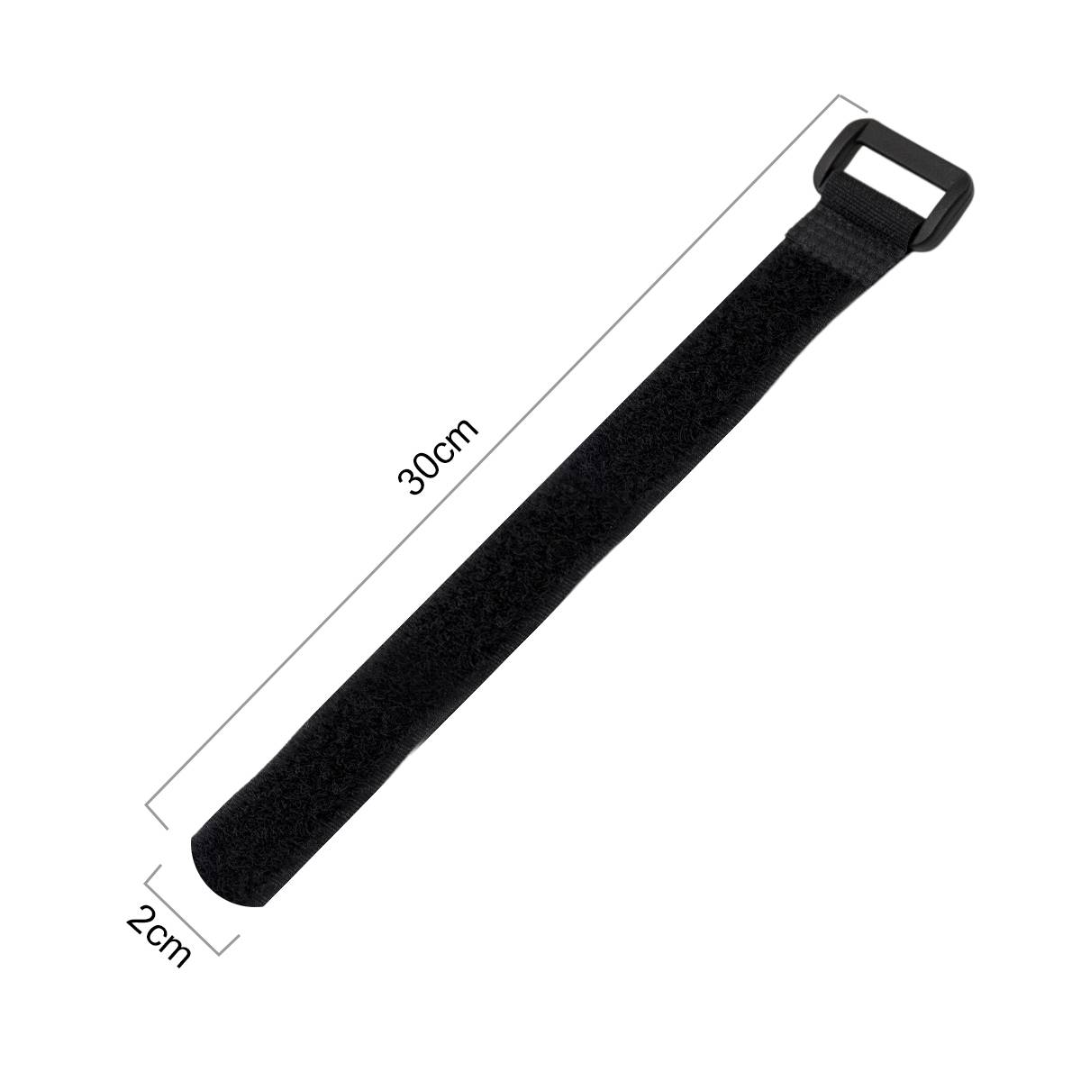 Schwarzer 30 cm Riemen mit Schlaufengriff und 2 cm Breite auf weißem Hintergrund dargestellt.