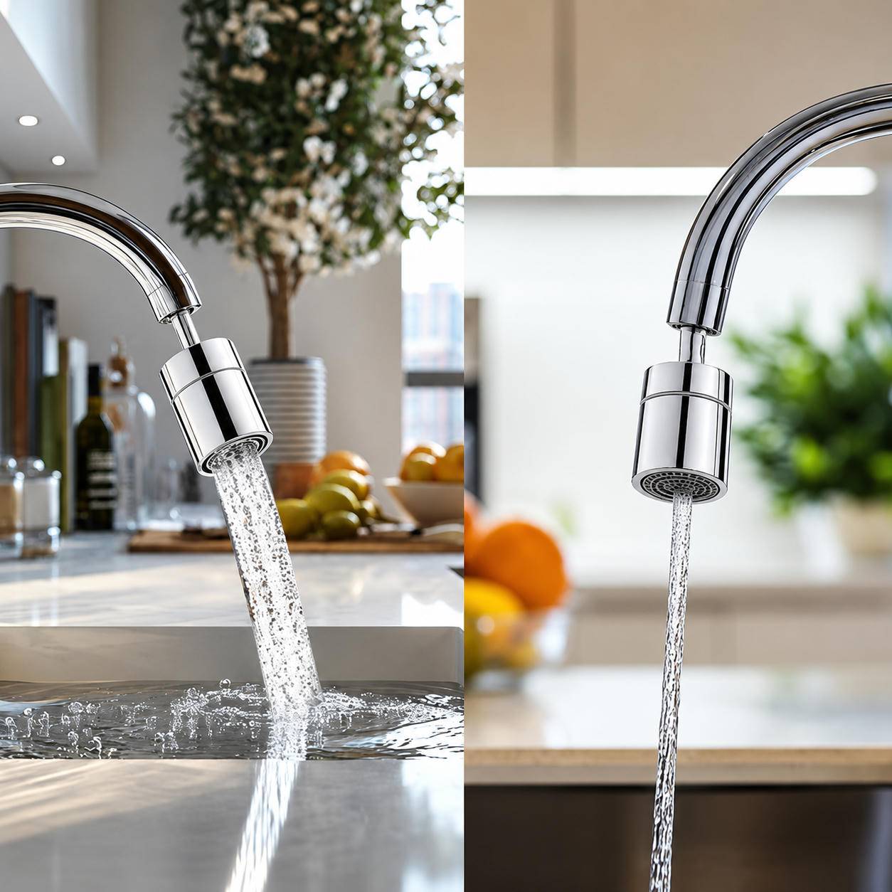 Dual-Mode-Wasserhahnbelüfter mit 720°-Drehung Silver