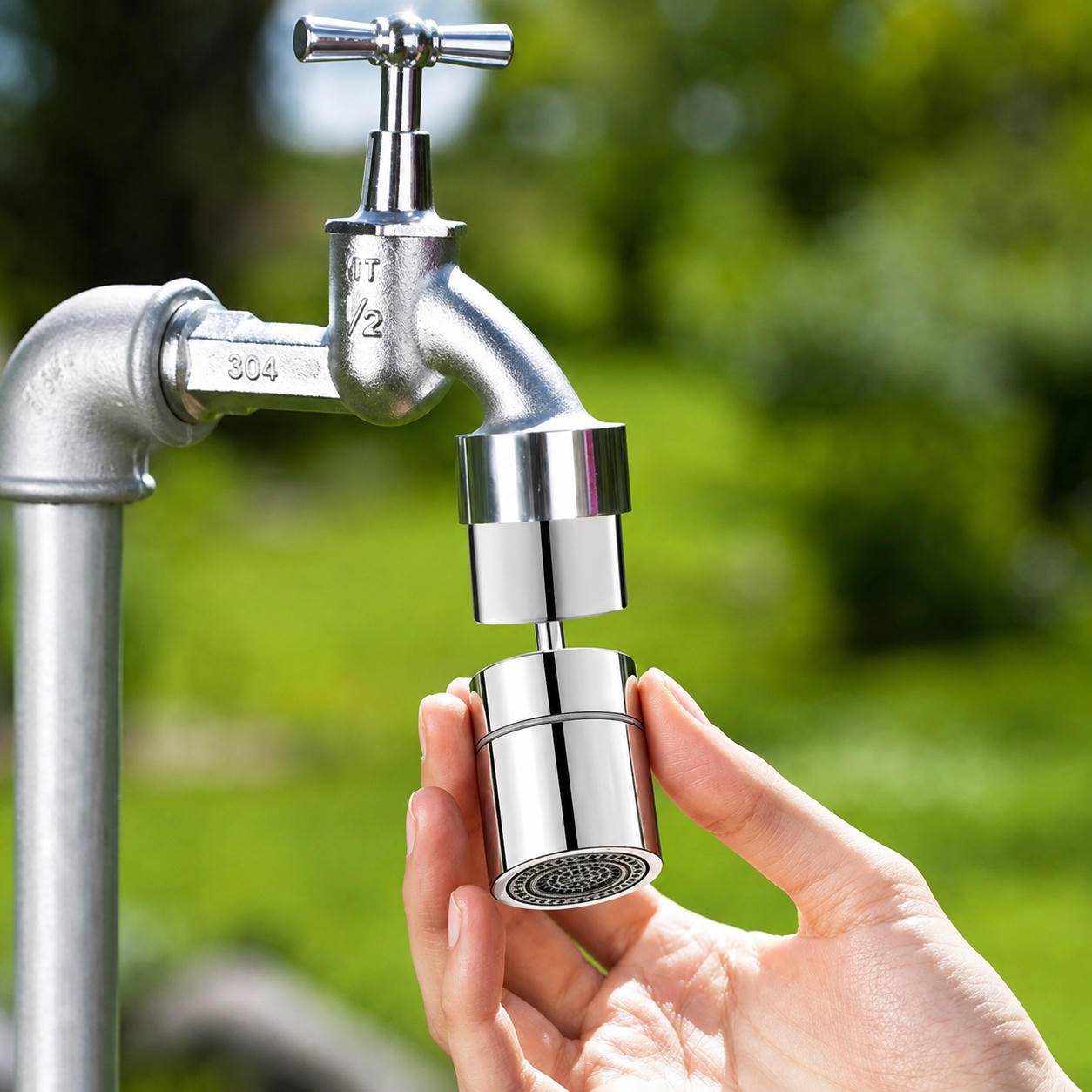 Dual-Mode-Wasserhahnbelüfter mit 720°-Drehung Silver