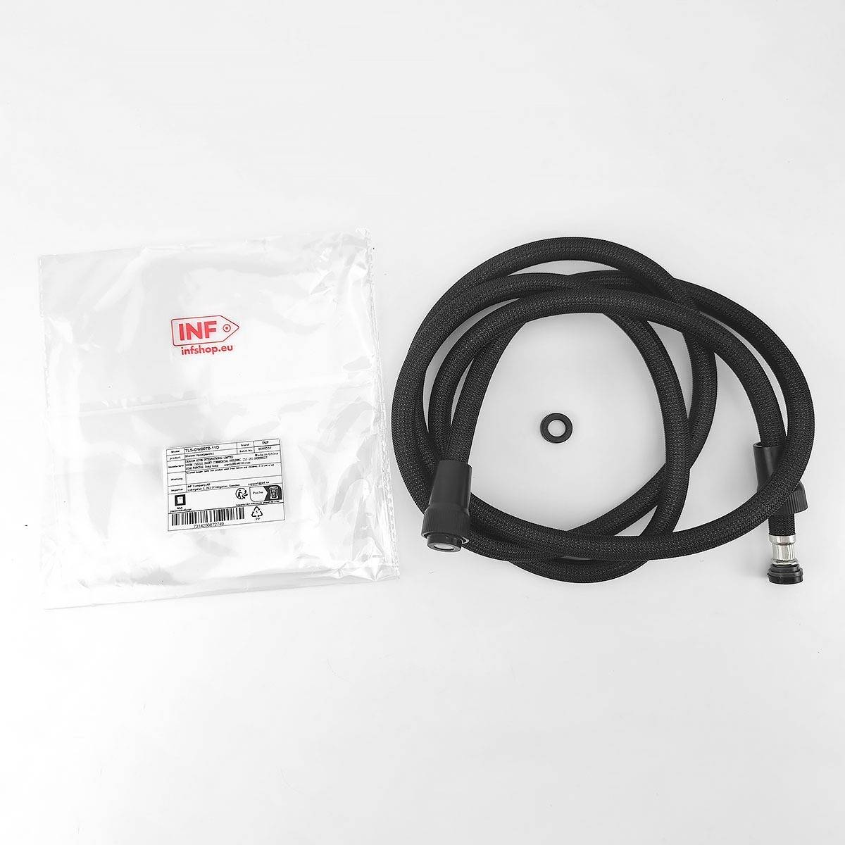 2 Meter Schwarzer Nylon Anti-Explosions-Duschschlauch mit PP-Kappe