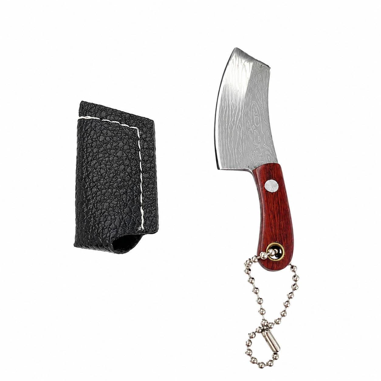 Schlüsselanhängermesser mit Damastmuster - Mini-Hackbeil (quadratischer Kopf) DG-75-2