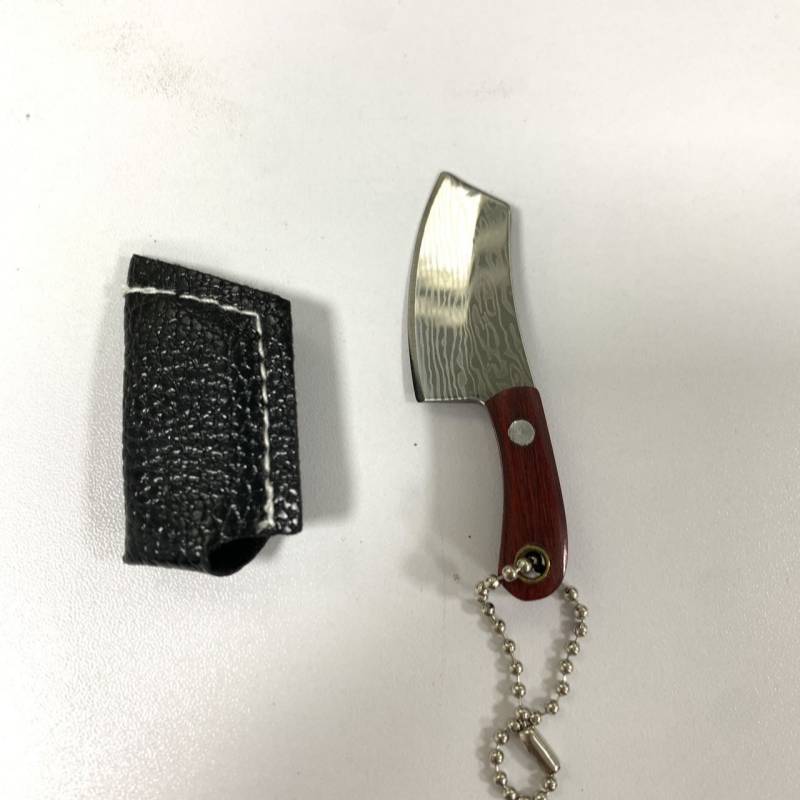 Schlüsselanhängermesser mit Damastmuster - Mini-Hackbeil (quadratischer Kopf) DG-75-2