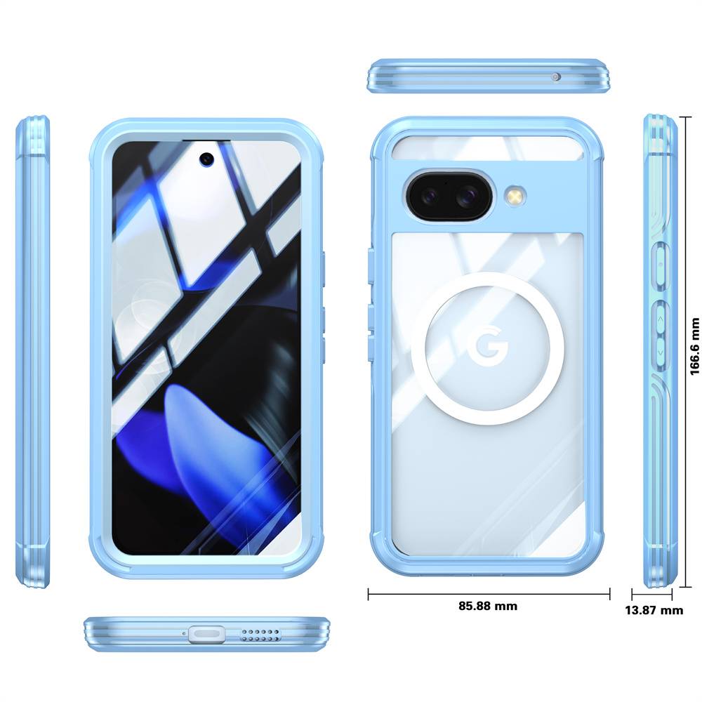 Google Pixel 9A Magnetische Hülle mit 9H gehärtetem Glasrücken Blue