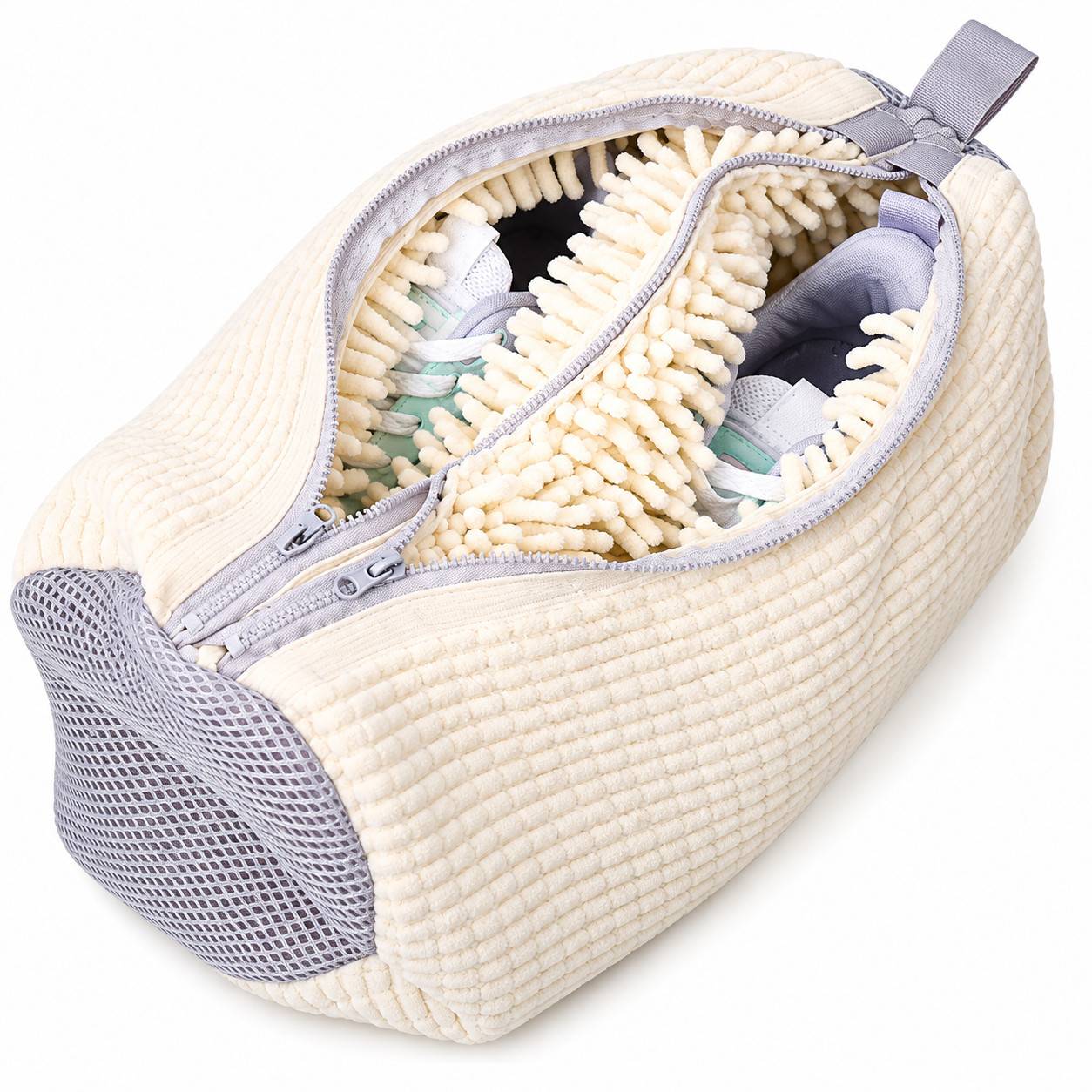 Doppel Waschmaschinen Schuhwaschbeutel - Schützen Sie Ihre Schuhe! Beige