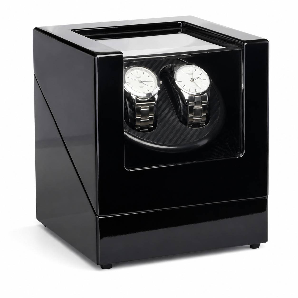 Doppelter Uhrenbeweger mit leisem Motor - Automatische Rotations-Uhrenbox Black