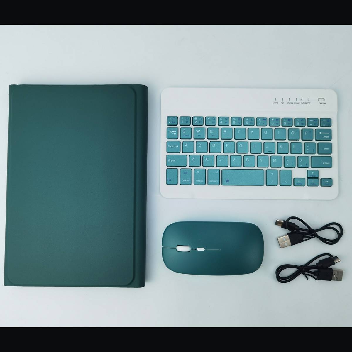 Bluetooth-Tastaturhülle - Tiefgrün + Bluetooth-Maus kompatibel mit Samsung Galaxy Tab A9 8.7 Zoll