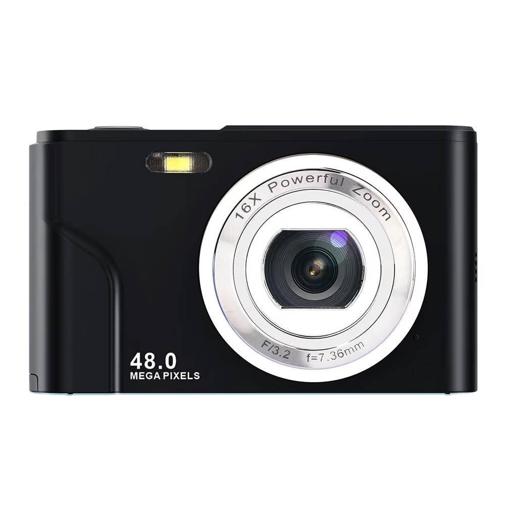 Digitalkamera 48MP 16x Zoom, HD-Display, 2.4" IPS-Bildschirm, 32GB Speicherkarte Black