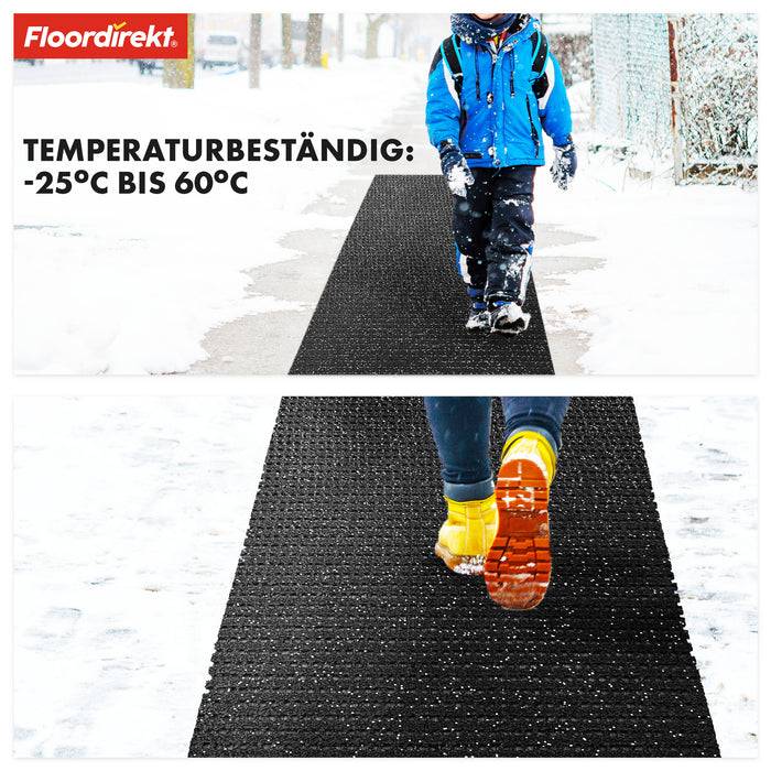 FLOORDIREKT Sicherheitsmatte bei Glätte - Anti-Rutsch Bodenbelag mit PVC-Granulat - Wetterfest & Temperaturbeständig - 120 x 500 cm - Anthrazit