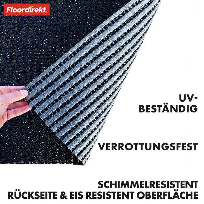 FLOORDIREKT Sicherheitsmatte bei Glätte - Anti-Rutsch Bodenbelag mit PVC-Granulat - Wetterfest & Temperaturbeständig - 120 x 450 cm - Anthrazit