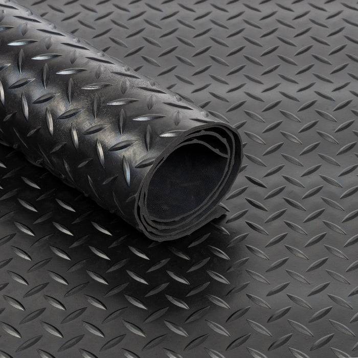 FLOORDIREKT Gummiläufer - Rutschfeste Oberfläche - Robust & Langlebig - Tränenblech-Struktur - 300 x 150 cm