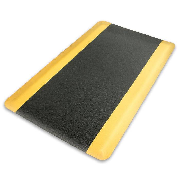 FLOORDIREKT Anti-Ermüdungsmatte Soft-Tritt - Dämpfende Arbeitsmatte - Entlastung für Gelenke & Wirbelsäule - 400 x 60 cm - Schwarz-Gelb