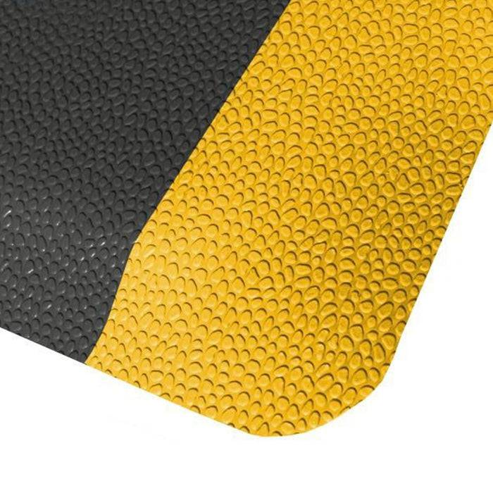 FLOORDIREKT Anti-Ermüdungsmatte Soft-Tritt - Dämpfende Arbeitsmatte - Entlastung für Gelenke & Wirbelsäule - 400 x 60 cm - Schwarz-Gelb