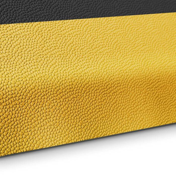 FLOORDIREKT Anti-Ermüdungsmatte Soft-Tritt - Dämpfende Arbeitsmatte - Entlastung für Gelenke & Wirbelsäule - 350 x 90 cm - Schwarz-Gelb