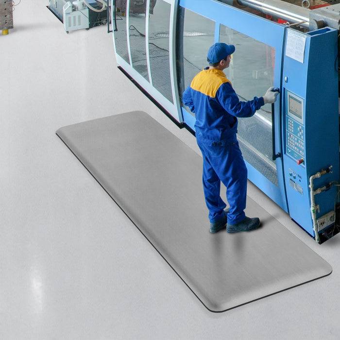 FLOORDIREKT Anti-Ermüdungsmatte Soft-Tritt - Dämpfende Arbeitsmatte - Entlastung für Gelenke & Wirbelsäule - 350 x 120 cm - Grau