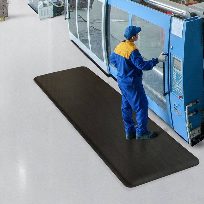 FLOORDIREKT Anti-Ermüdungsmatte Soft-Tritt - Dämpfende Arbeitsmatte - Entlastung für Gelenke & Wirbelsäule - 350 x 60 cm - Schwarz