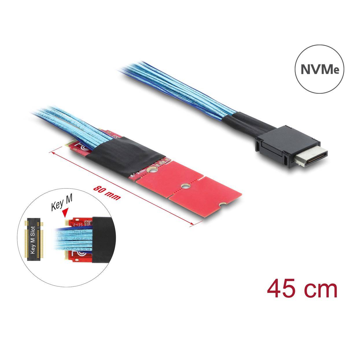 64360 - Delock M.2 Key M zu 1 x OCuLink SFF-8611 Konverter mit 45 cm Kabel
