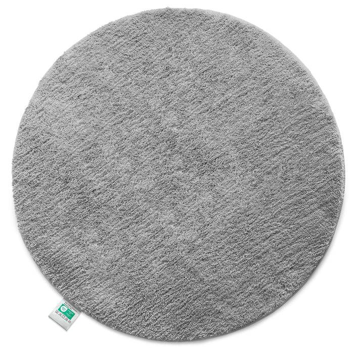 FLOORDIREKT Badematte Sky - Flauschiger Badvorleger mit dichtem Flor - Rund - Ø 120 cm - Silbergrau